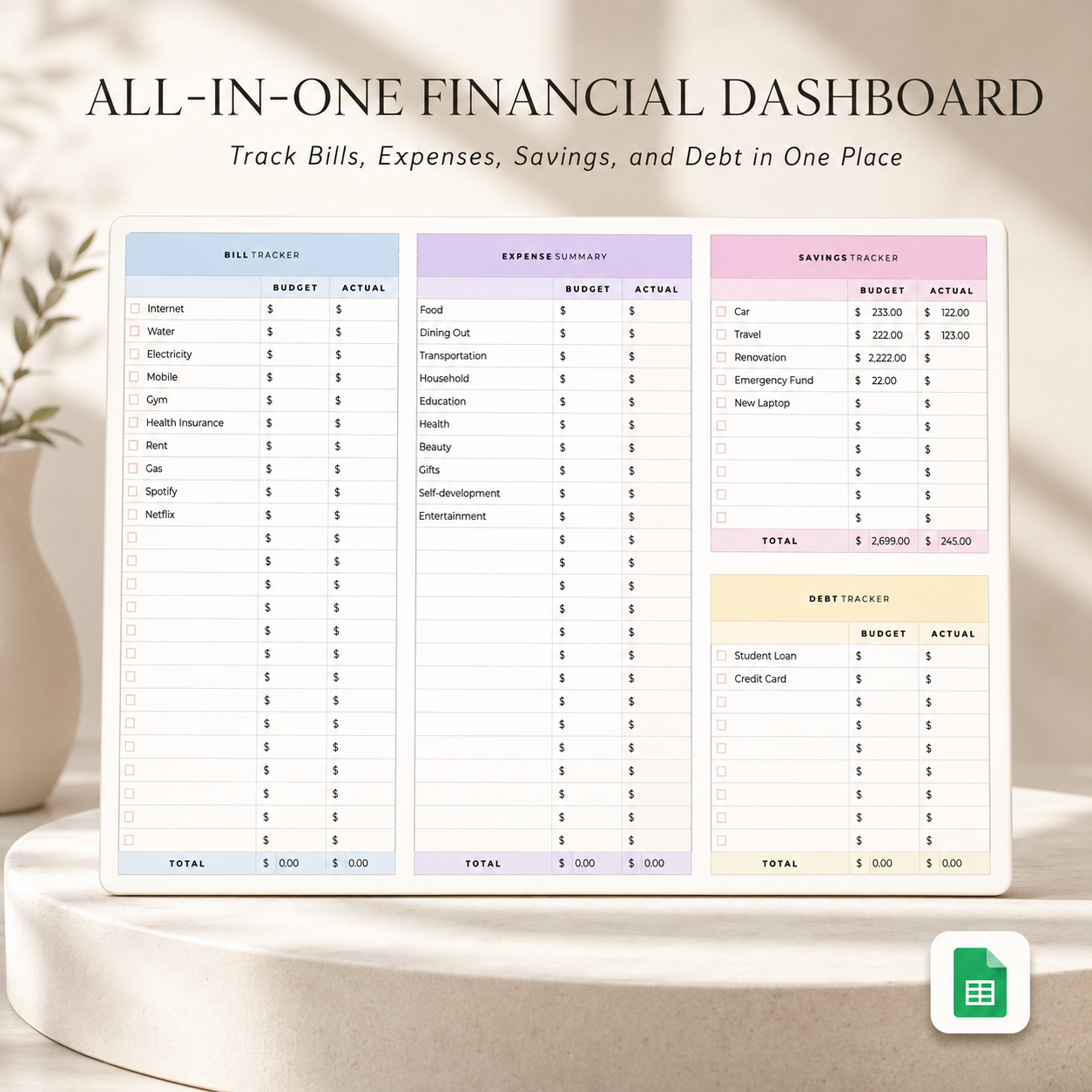 Simple Budget Spreadsheet