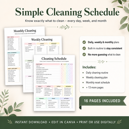 ADHD Cleaning Schedule & Checklist Printable