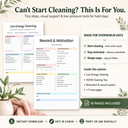 ADHD Cleaning Schedule & Checklist Printable
