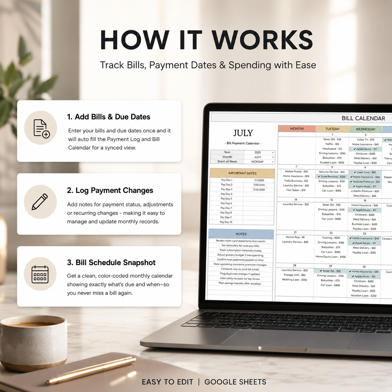 Smart Bill Tracker Spreadsheet